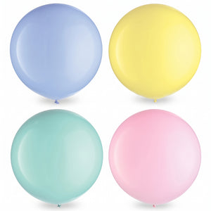 Pastel Assorted 24" Latex Balloons, 4-Pack