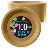 9 In. Gold Plastic Plates | 100 Count