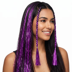Vibrant Purple Tinsel Hair Extensions