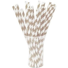 Silver Striped Paper Straws - 7.75 in. | 100 Count