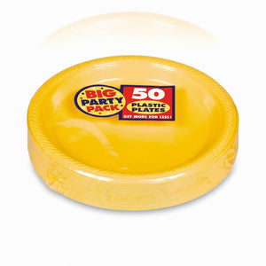 Sunshine Yellow 7" Plastic Dessert Plates - 50 Pack
