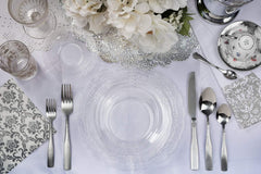 10.25 In. Clear Victorian Design Plates | 20 Count