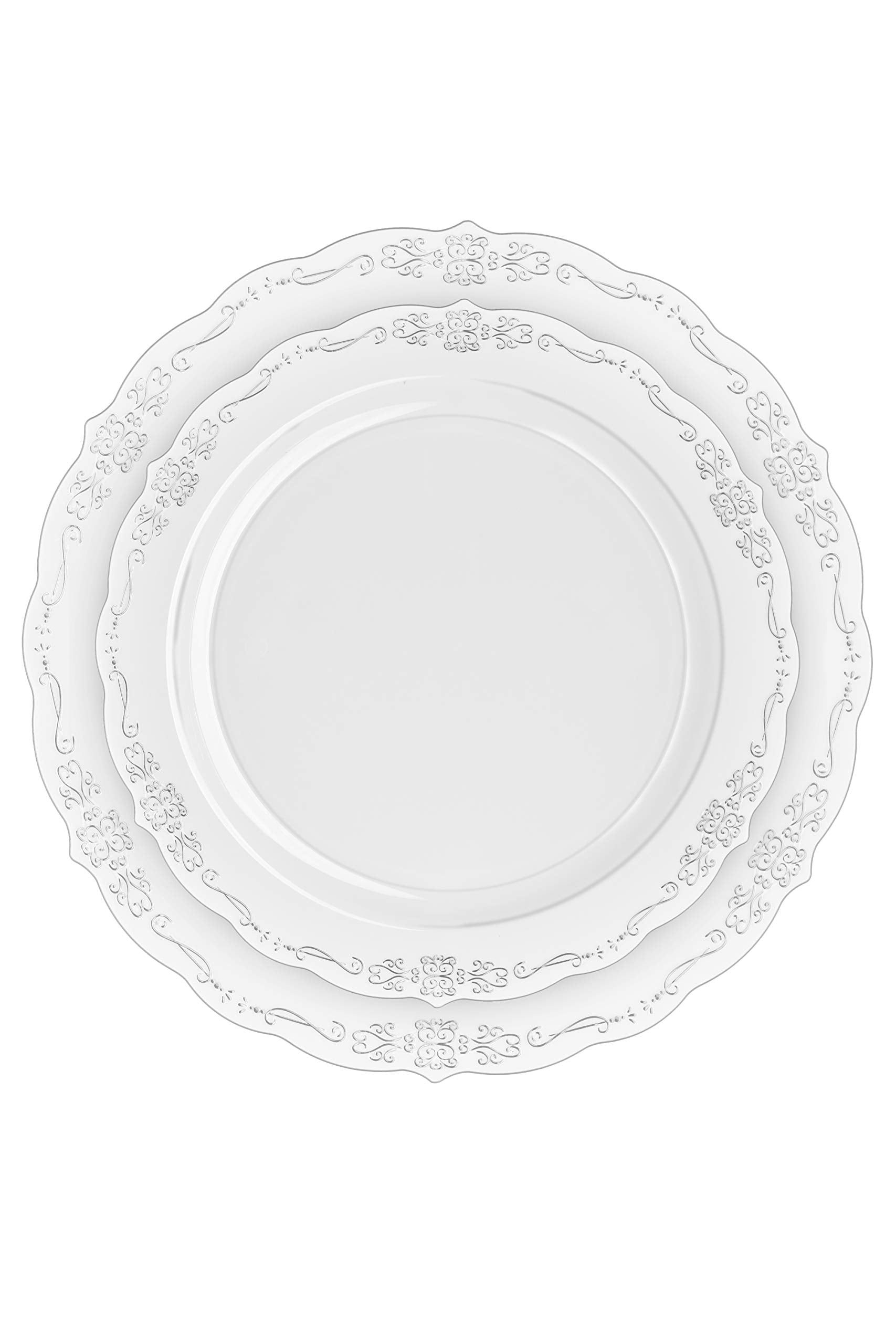 10.25 In. Clear Victorian Design Plates | 20 Count