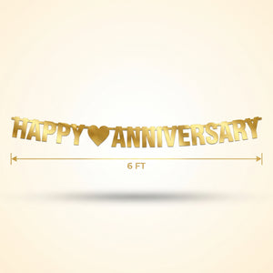 Gold Happy Anniversary Letter Banner
