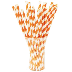 Orange Striped Paper Straws | 7.75 in. | 100 Count