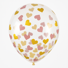 Metallic Heart Confetti Latex Balloons, 12-Inch, 6-Pack