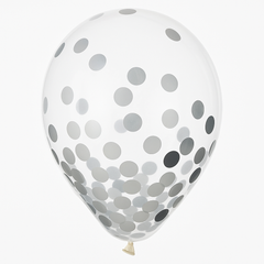 Silver Confetti Latex Balloons - 12" (Pack of 6)