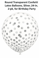 Silver Confetti Latex Balloons, 24-Inch, Pack of 2