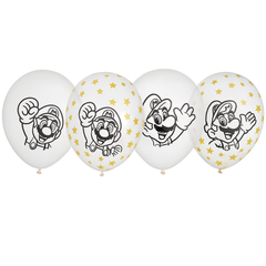 Nintendo Super Mario Bros Confetti Latex Balloons - 12", 6-Pack