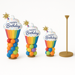 Mini Balloon Column Kit - Birthday Cupcake Design