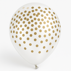 Gold Confetti Printed Latex Balloons - 6 Pack