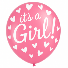 "It's a Girl!" 12-Inch Printed Latex Balloons