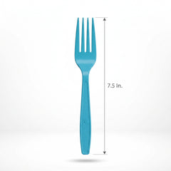 Caribbean Blue Heavyweight Plastic Forks - 7.5 in.