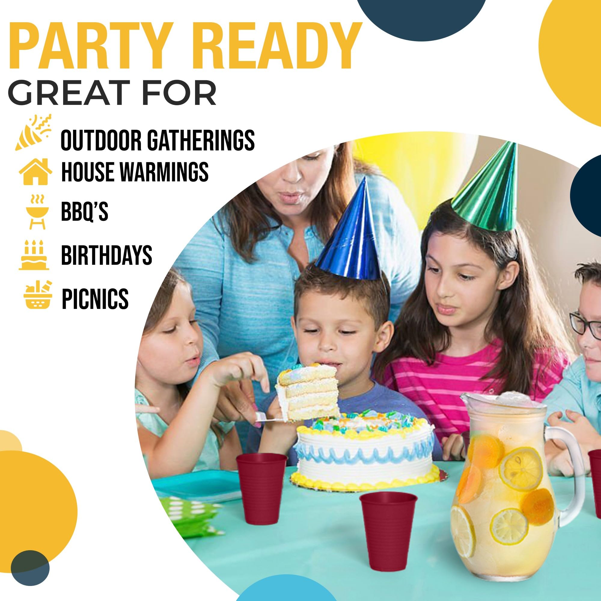 12 Oz. Burgundy Plastic Cups | 50 Count