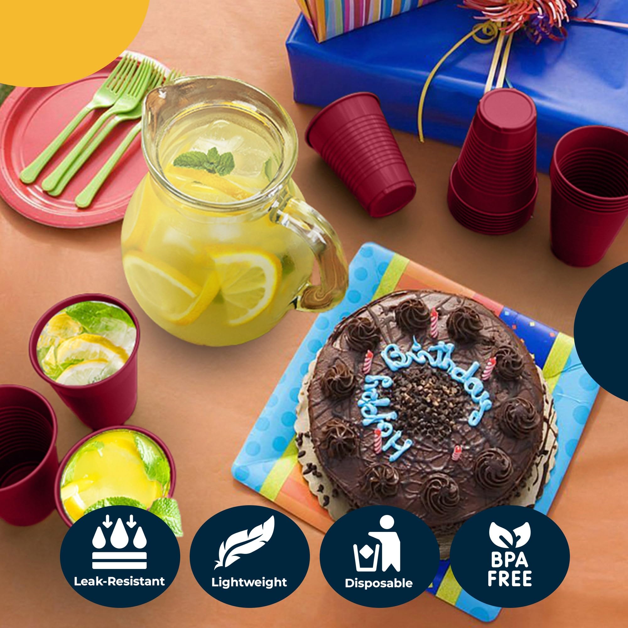 12 Oz. Burgundy Plastic Cups | 50 Count