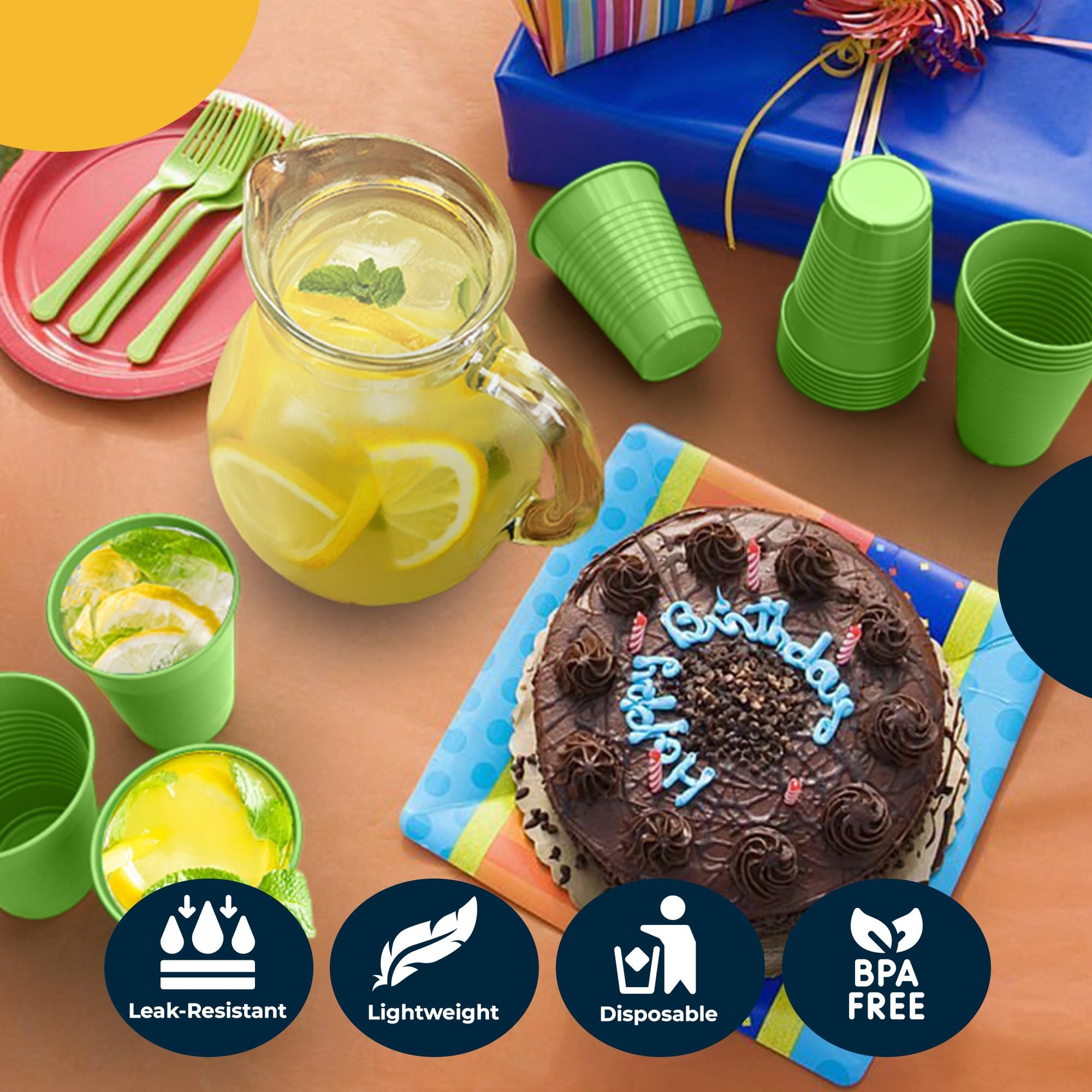 12 Oz. Lime Green Plastic Cups | 50 Count