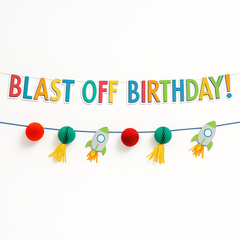 Blast Off Birthday Rocket Garland Banner Kit