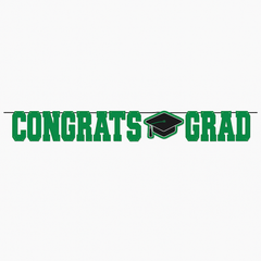 "Congrats Grad" Green Letter Banner for Graduation Celebrations