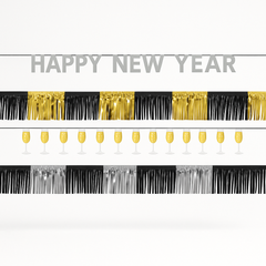 Festive New Year's Eve Banner Kit - Gold, Silver, & Black