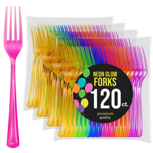 Heavy Duty Neon Plastic Forks | 7.5 in. | 120 Count