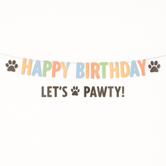 Colorful "Happy Birthday" Pawty Letter Banner