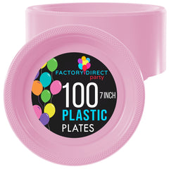 7 In. Pink Plastic Plates | 100 Count