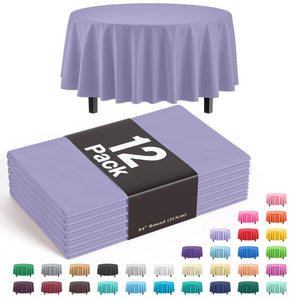 Round Lavender Plastic Table Covers | 12 Pack - 84 in.