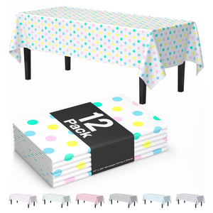 Pastel Polka Dot Plastic Table Covers | 12 Pack | 54 in. x 108 in.