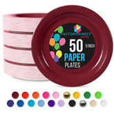 9 In. Burgundy Paper Plates - 50 Ct.
