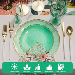 Mint/Gold Petal Plates - Combo Pack 40/40
