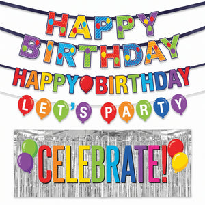 Colorful "Happy Birthday" Balloon Banner Set - 4 Pack