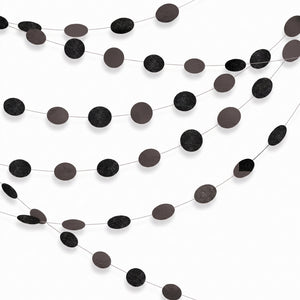 Black Glitter Polka Dot String Decorations - 7-Inch, 6-Pack