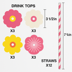Retro Floral Drink Top and Straw Set