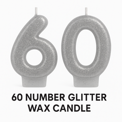 Glitter Silver "60" Birthday Candles Set