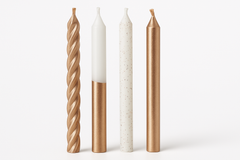 Metallic Rose Gold & White Birthday Candle Set