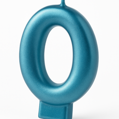 Metallic Blue Number 0 Birthday Candle