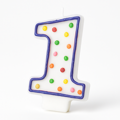 Polka Dot Number 1 Birthday Candle - Colorful Celebration Accessory