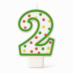 Polka Dot Number 2 Birthday Candle