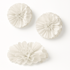 White Fluffy Flower Tissue Pom Poms - 16" Decorative Set for Weddings