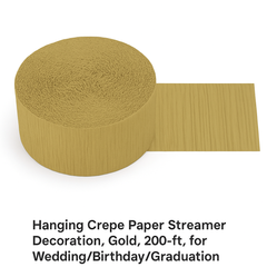 Gold Crepe Paper Streamer, 200-ft Roll
