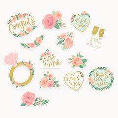 Mint Floral Wedding Cutout Decorations, 12-Pack