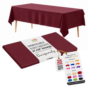 Burgundy Plastic Table Cover | 54 in. x 108 in.