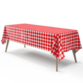 Red Gingham Plastic Table Cover - 54 In. x 108 In.