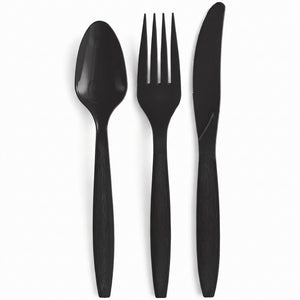 Black Plastic Cutlery Assortment - 7.5 in. - 32 Count
