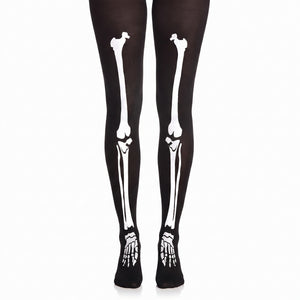 Adult Skeleton Bone Halloween Tights