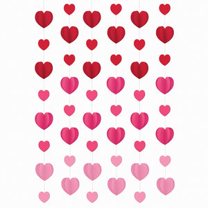 Valentine's Day Dimensional Hearts String Decoration, 7 ft