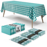 Teal Gingham Plastic Table Cover - 54 In. x 108 In.
