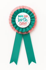 Happy Cake Day Birthday Award Ribbon, Pink/Green