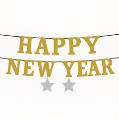 Glitter Gold "Happy New Year" Banner Decoration