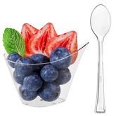 4.35 Oz. Clear Sauce Boat With Mini Spoons | 100 Count